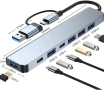 USB C хъб 7 в 1 USB 3.0 5Gbps, USB hub с външно захранване, снимка 1