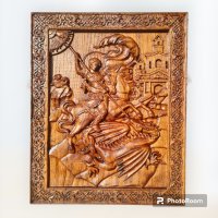 Дърворезбована икона на Св.Георги, снимка 2 - Икони - 43468864