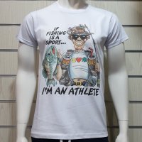 Нова мъжка забавна тениска с трансферен печат I'M AN ATHLETE, рибар, снимка 1 - Тениски - 29038916