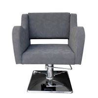 Луксозен фризьорски стол с мека гладка сива тапицерия A5000, снимка 3 - Фризьорски столове - 37424670
