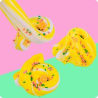 Комплект Fluffy Cloud Slime Kit, 3 бр. слайм за деца, с розови праскови, жълт лимон и синьо лате, снимка 2 - Пластелини, моделини и пясъци - 43170217