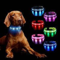 Нов Акумулаторен светещ нашийник за кучета със 7 LED цвята, снимка 1 - Други - 43198753