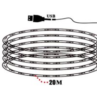 Ustellar 20m LED въжени светлини, управлявани от USB, 200 микро светодиода, IP65 водоустойчиви прика, снимка 2 - Лед осветление - 44030449