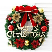 Коледен венец Mеrry Christmas с панделка, снимка 1 - Декорация за дома - 42975254
