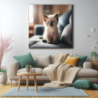 Картина Коте на канаваца, уникален дизайн, размер 50 х 50 см., снимка 5 - Пана - 44928542