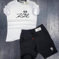 Намалени последни бройки! Karl Lagerfeld мъжки летни комплекти /тениска и къси панталони/ реплика, снимка 2 - Спортни дрехи, екипи - 33009359