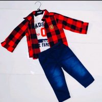 Детски комплект с дънки,блуза и риза 92,98см , снимка 2 - Детски комплекти - 38211523
