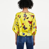 Zara сатенирана блуза с апликации , снимка 2 - Блузи с дълъг ръкав и пуловери - 43746946
