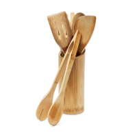 Relaxdays Комплект кухненски прибори от бамбук от 7 части, снимка 2 - Съдове за готвене - 44915149