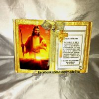 Подарък за Кръстници, ръчно изработена състарена книга икона (+снимка) и личен поздрав, снимка 2 - Подаръци за кръщене - 40731512
