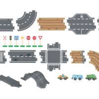 Дървени релси Железница Дървен железопътен Град Строителна площадка 4 метра писта, снимка 2 - Коли, камиони, мотори, писти - 43762050