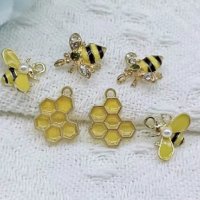 пчела пчелна пита висулки висулка за бижу колие гривна ръчна изработка висулка декорация, снимка 2 - Други - 43992412