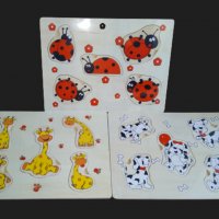 3 модела дървени дъски с животни ТОП! жираф, калинка и далматинец, снимка 1 - Образователни игри - 38562786