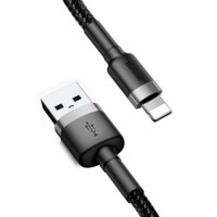 Кабел Lightning към USB Baseus Cafule CALKLF-BG1 2.4A за Apple устройства 1m Черна оплетка, снимка 2 - USB кабели - 38556395