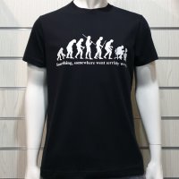 Нова мъжка тениска с трансферен печат Човешка еволюция в черен цвят, снимка 10 - Тениски - 36598981
