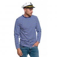 Нов мъжки моряшки комплект: моряшка блуза с дълъг ръкав и капитанска шапка, снимка 7 - Блузи - 32771009