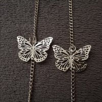 Кафяв корсет от еко кожа с метална верижка и висулки пеперуди в сребрист цвят, снимка 6 - Корсети, бюстиета, топове - 39470020