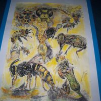 "Пчели" картина на художничката Десислава Илиева, снимка 7 - Картини - 28114634