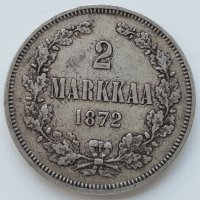 Монета Финландия 2 Марки 1872 г. Александър II  /2, снимка 1 - Нумизматика и бонистика - 37860567