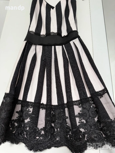 Елегантна черно-бяла рокля, снимка 1