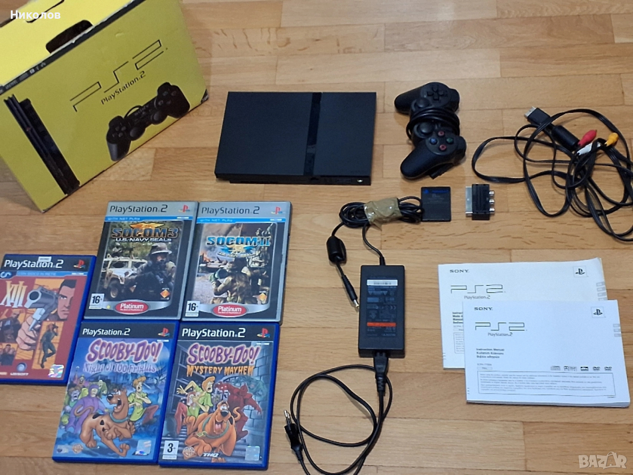 PS2 slim пълен комплект + 5игри КУТИЯ, снимка 1