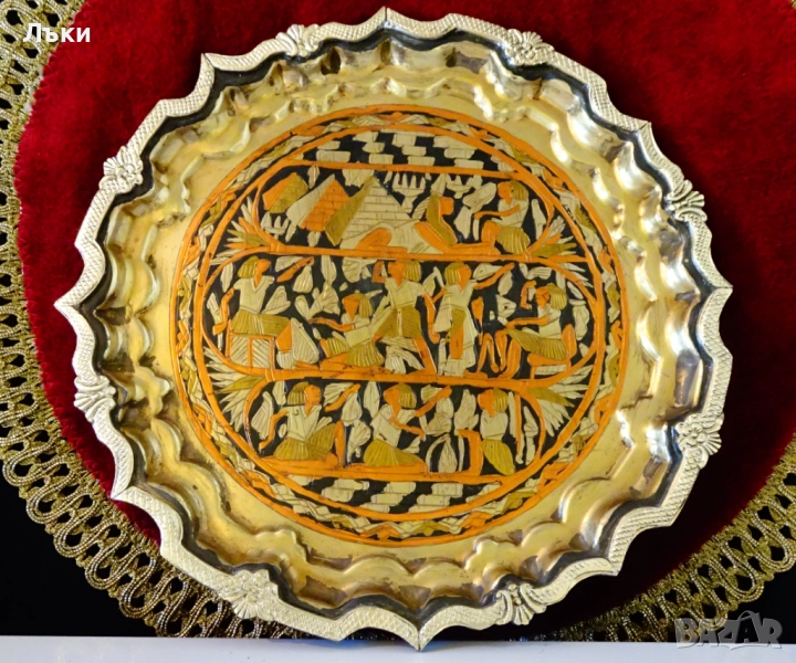 Бронзов поднос,чиния за стена Египет., снимка 1