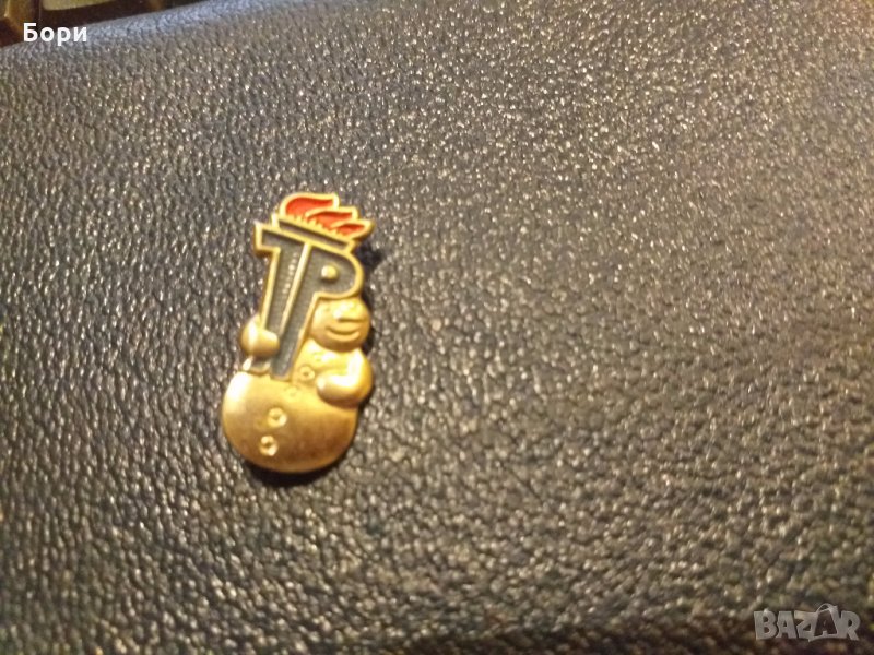 Значка ГДР пионерска зимни видове снежен човек, снимка 1