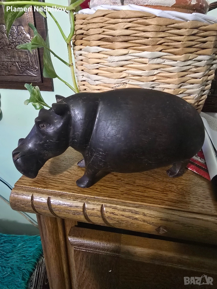 Дървена фигурка Хипопотам., снимка 1