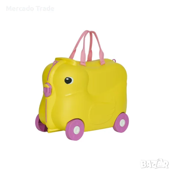 Детски куфар Mercado Trade, 3D, Поликарбон, Пиле, Жълт, снимка 1
