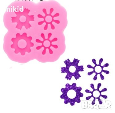 малко Цвете зъбно колело обеца петно силиконов молд форма фондан шоколад бижу смола, снимка 1