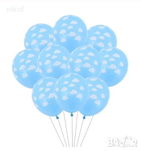 Небе с облаци надуваем латекс латексов балон парти хелий или газ, снимка 1