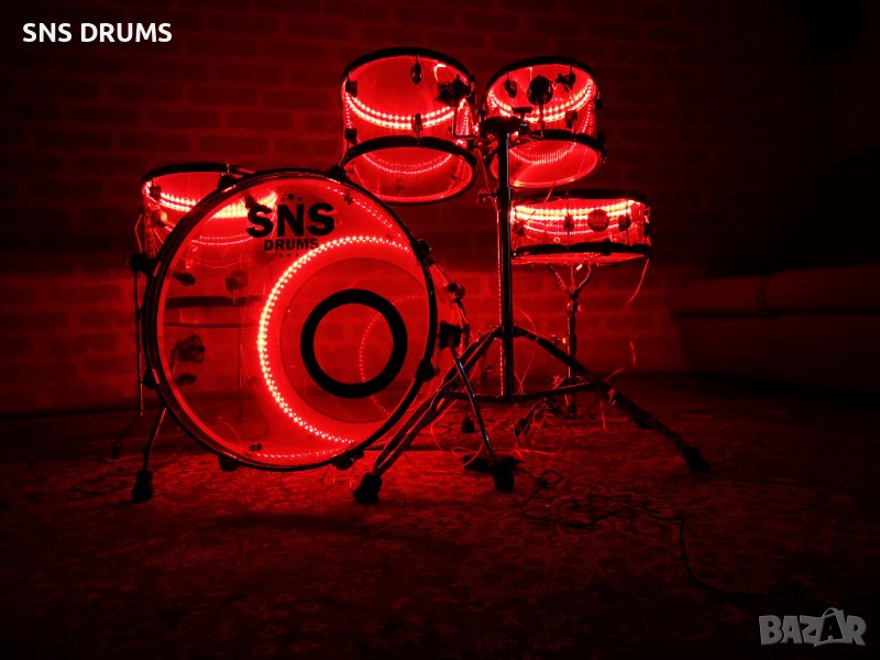 🥁 Без Аналог! Акустични барабани SNS Drums с LED осветление ⚡, снимка 1