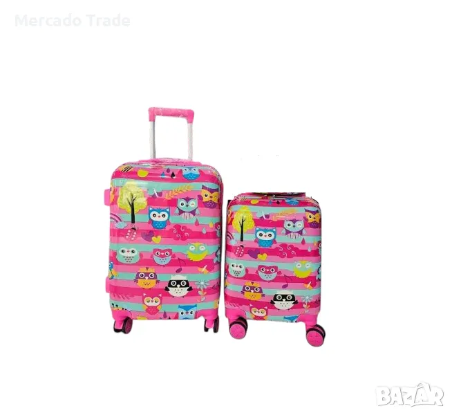 Детски куфар Mercado Trade, Поликарбон, Бухали, Различни размери, снимка 1