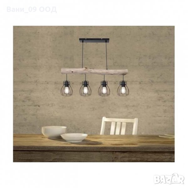 Уникална таванна лампа-дърво и метал, снимка 1