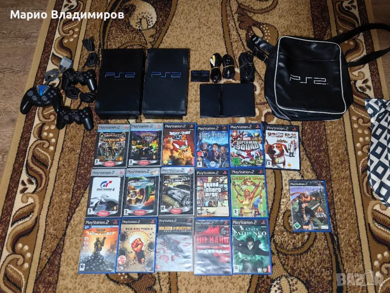 Playstation 2 с много игри + конзоли и чанта , снимка 1