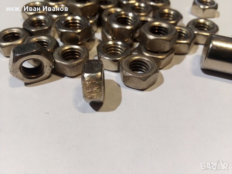 Гайка DIN 934 месинг М6, никелирана, снимка 1