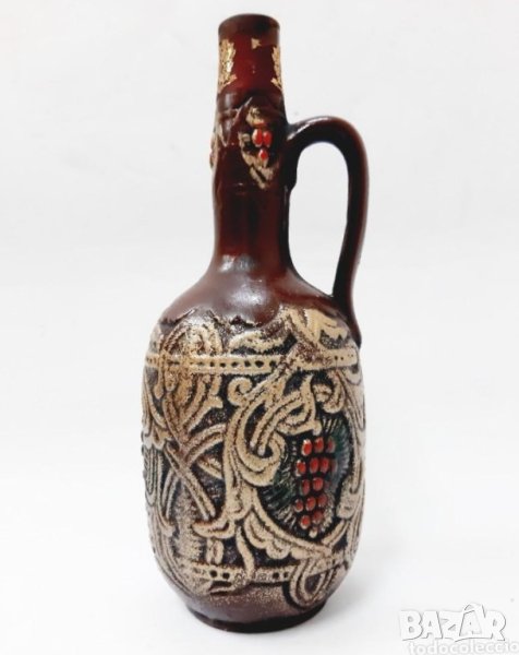 Богато декорирана керамична стомна, бутилка (4.5), снимка 1