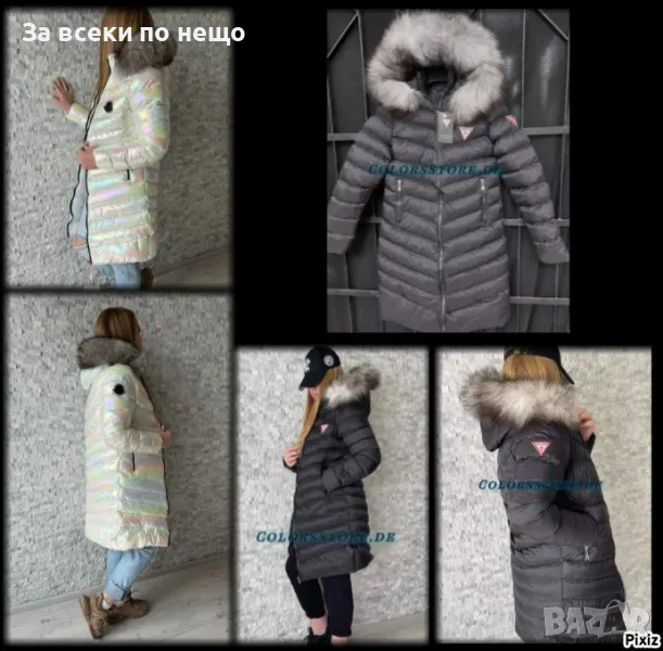 Дамско дълго зимно яке с естествен косъм качулката Moncler🔝Guess-Налични различни цветове Код D1072, снимка 1