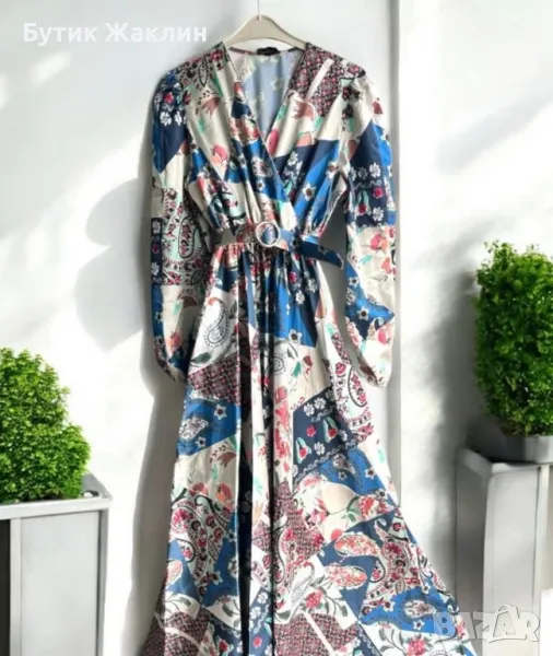 Дълга макси рокля сатен, снимка 1