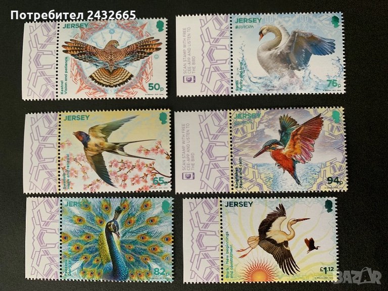 12. Джърси 2019 = “ Фауна. Птици. EUROPA stamps. National birds”,**,MNH, снимка 1