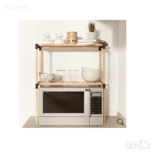 Етажерка за микровълнова, 2 нива, Кафяв, снимка 1
