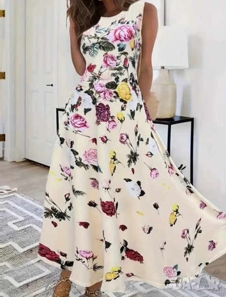 Лятна дълга рокля на цветя, снимка 1