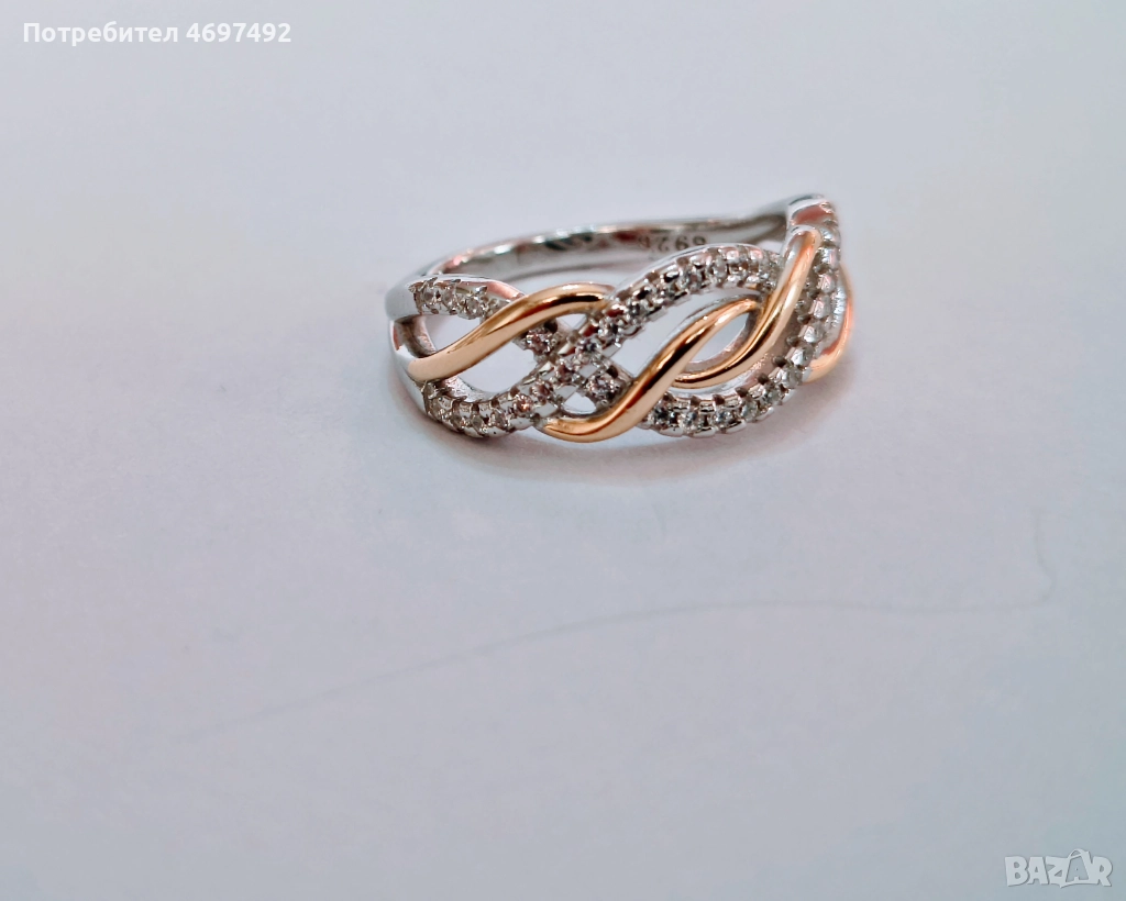 Сребърен пръстен родиево покритие,проба 925, снимка 1