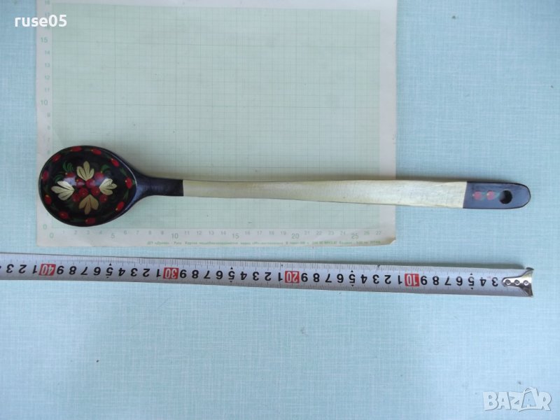 Лъжица дълта дървена рисувана, снимка 1