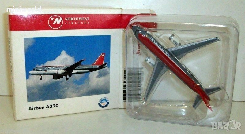 Airbus A320-200 Northwest Airlines самолет - мащаб 1:500 на HERPA Wings моделът е нов в кутийка, снимка 1