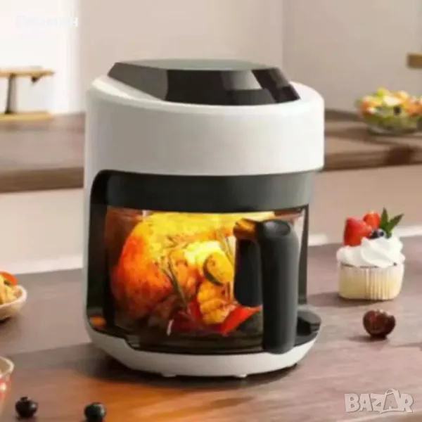 Интелигентен въздушен фритюрник 4 литра с прозрачен визуален прозорец – Здравословно готвене с лекот, снимка 1