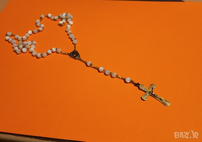 Броеница, католическа броеница с бронз седеф бог религия Исус Христос, снимка 1