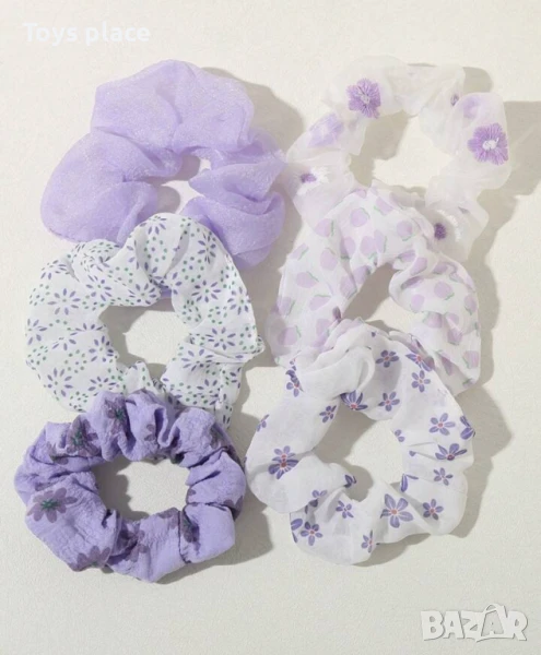 Нови Красиви скрънчита в лилавата гама, ластик за коса Промо цена, снимка 1