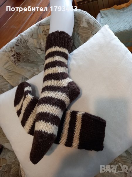 Ръчно плетени чорапи от вълна размер 38, снимка 1