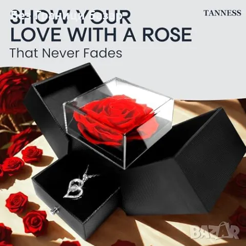 Нова Вечна роза и колие „Обичам те“ – Луксозен подарък за майка жена, снимка 5 - Романтични подаръци - 49392561